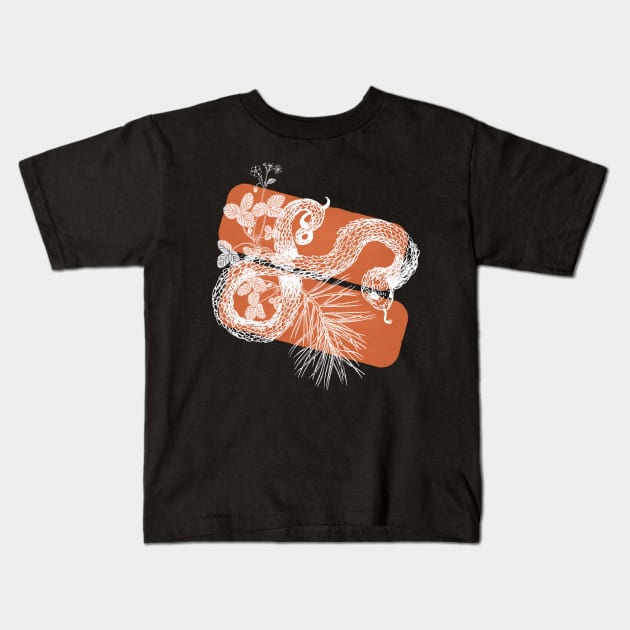 Orange Snake Kids T-Shirt by GregChricent